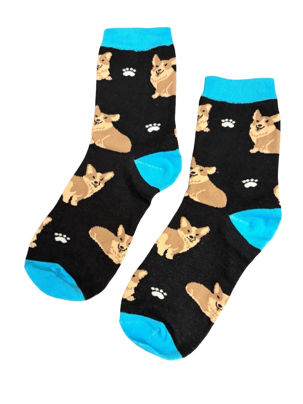 Black Blue Corgi Dog Novelty Socks Womens Unisex
